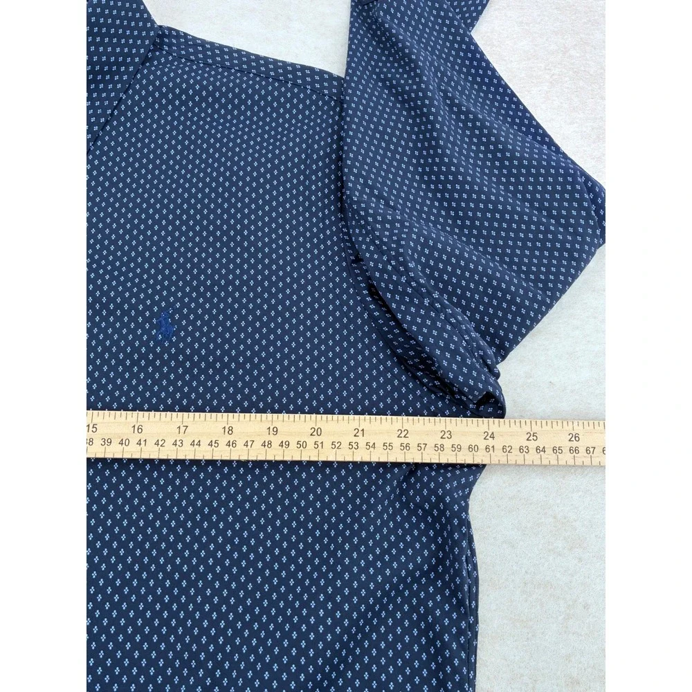 Polo Ralph Lauren Mens Classic Fit Performance Shirt Navy Diamond Print Large